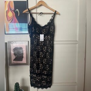 Diane Von Furstenberg size S black lace slip dress NWT